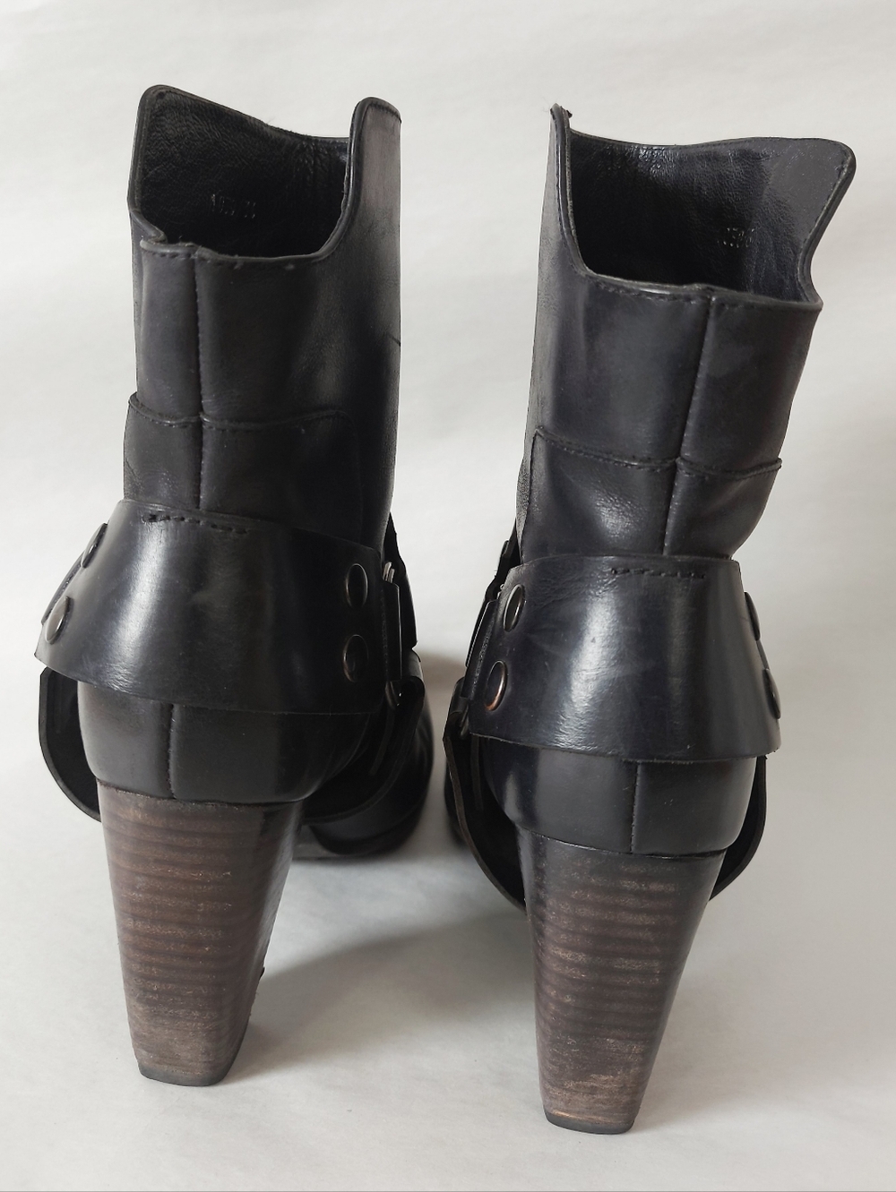 Elisanero Women Ring Harness Studs Stacked Block Heel Biker Ankle Boots Size 36 - Picture 6 of 13